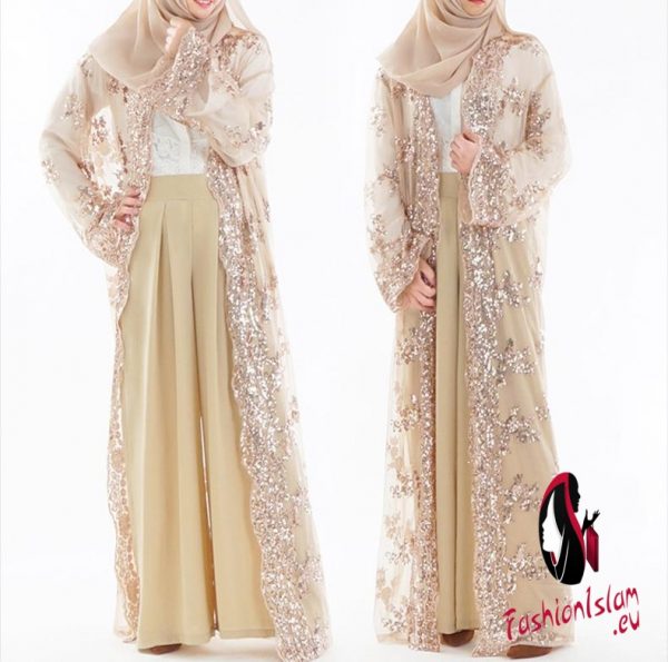 Abaya Muslim Women Cardigan Long Maxi Dress Open Front Robe Kaftan Dubai Jilbab Sequin Lace Embroidery Islamic Kimono Turkey Middle East