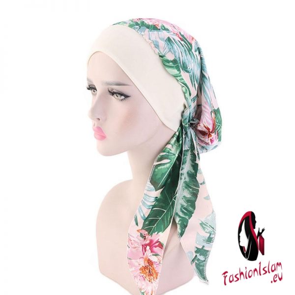 Womens Muslim Hijab Cancer Chemo Cap Flower Print Hat Turban Cover Hair Loss Head Scarf Wrap Pre-Tied Headwear Strech Bandanas