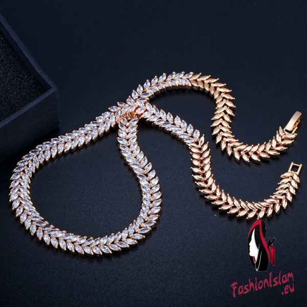 CWWZircons African Cubic Zirconia Pave Saudi Arabia Gold Color Wedding Bridal Necklace Earrings Jewelry Sets for Women T305