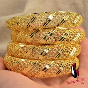 4Pieces Openabl Dubai 24K Gold Color Bangles Womens Wife Ethiopian Bracelets Africa Jewellery Arabic Ornaments