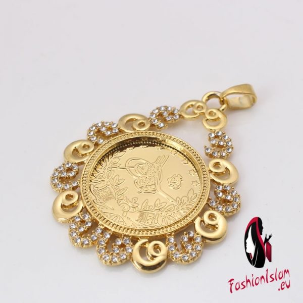 ZKD islam Arab Coin Gold Color Turkey Coins Pendant Necklace  muslim Ottoman coins jewelry