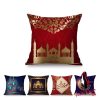Red Middle East Islamic Muslim Religion Worship Eid Mubarak Ramadan Decoration Sofa Throw Pillow Case Cotton Linen Cushion Cover