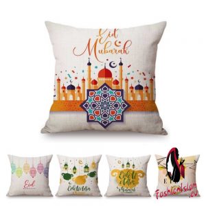 18" Islam Eid Al-adha Mubarak Art Party Decoration Pillow Case Concise Cartoon Arabic Lantern Moon Muslim Art Sofa Cushion Cover