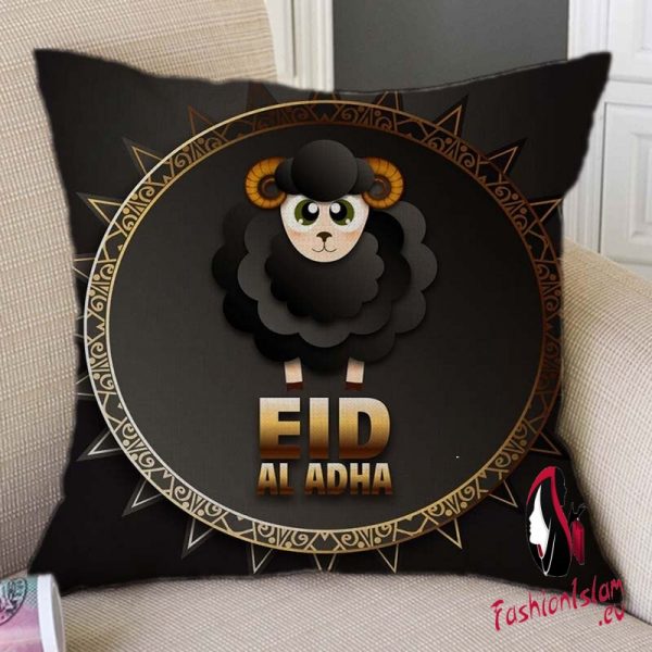 Black Eid Al Adha Mubarak Design Pattern Home Decorative Sofa Throw Pillow Case Cartoon Sheep Islamic Moon Art Cushion Cover