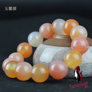 Fine Jewelry Natural  Round Bead Agate Bracelets & Bangles Lucky Brave Women Men jewelry