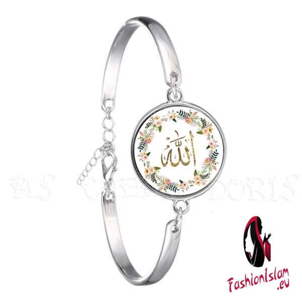 Arabic Islamic Religious God Allah Bracelet 16mm Glass Cabochon Ramadan Gift For Friends Muslim Bangle Jewelry God Bless You