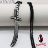 2019 Islam Allah Knife Stainless Steel Chain Men Necklace Jewelry Black Color Necklaces Pendants Jewerly colar masculino N18986
