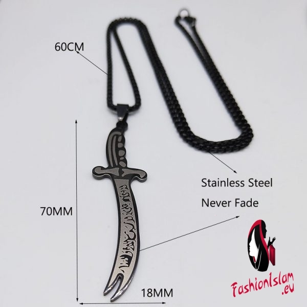 2019 Islam Allah Knife Stainless Steel Chain Men Necklace Jewelry Black Color Necklaces Pendants Jewerly colar masculino N18986