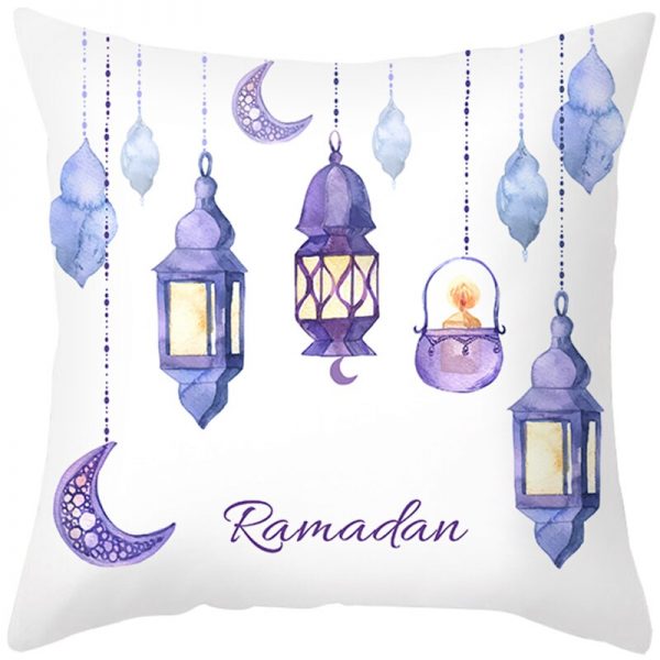 Ramadan Decoration Eid Mubarak Pillowcase Sofa Cushion Case Bed Pillow Cover Car Cushion Cover Polyester Throw Pillow Case 45cm