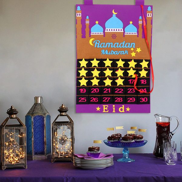 Eid Mubarak DIY Filz Kalender Countdown Ramadan Dekoration Für Startseite Islamischen Muslimischen Party Decor Ramadan Kareem Eid Al Adha Geschenke
