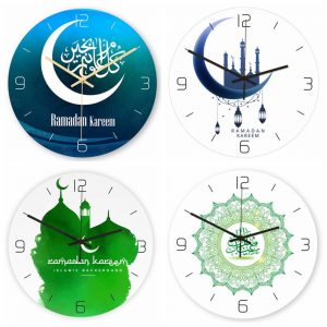 30cm Eid Mubarak Wall Clock Accessories Eid Mubarak Decorations for Home Ramadan Watch Islam Muslim Event Party Supplies